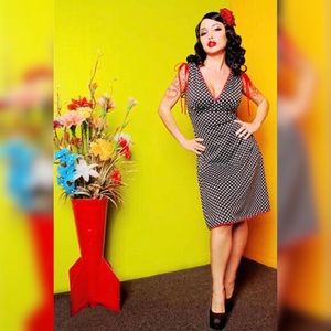 Pinup Couture Black with White Polka Dots Anna Dress